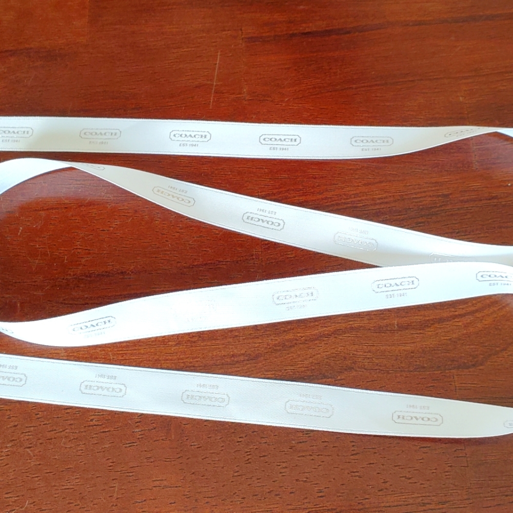 COACH Ribbon Gift Wrap 3 Yards White & Silver- Make Designer Bows for Presents